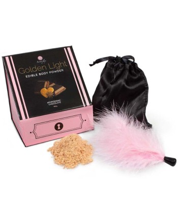 SECRETPLAY - GOLDEN LIGHT KIT POLVOS COMESTIBLES Y PLUMA CHOCOLATE AFRODISIACO