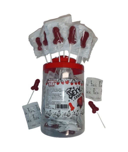 DIABLO PICANTE - BOTE 50 PIRULETAS PITO CARAMELO FRESA Y CEREZA 50 UNIDADES