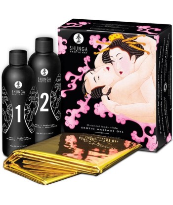 SHUNGA - GEL DE MASAJE ERÓTICO CUERPO A CUERPO ORIENTAL FRESAS Y CAVA