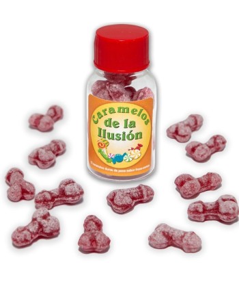 DIABLO PICANTE - 12 CARAMELOS DE LA ILUSIÓN FORMA PENE FRESA-CEREZA