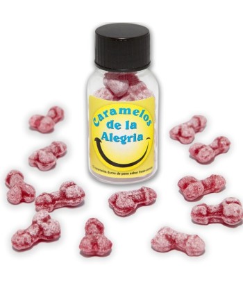 DIABLO PICANTE - 12 CARAMELOS DE LA ALEGRÍA FORMA PENE FRESA-CEREZA