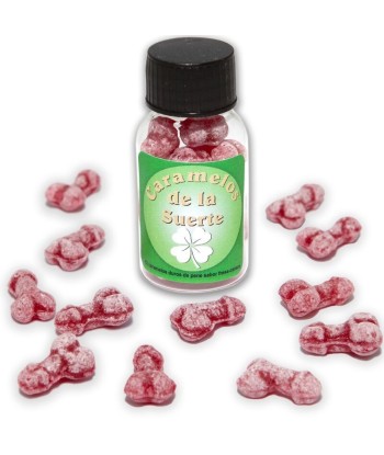 DIABLO PICANTE - 12 CARAMELOS DE LA SUERTE FORMA PENE FRESA-CEREZA