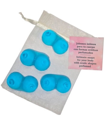 DIABLO PICANTE - 4 MINI JABONES PERFUMADOS FORMA PECHOS AZUL
