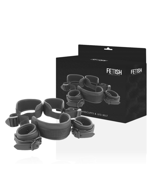 FETISH SUBMISSIVE - POSICIÓN PIERNAS ABIERTAS CON ESPOSAS CON FORRO DE NEOPRENO