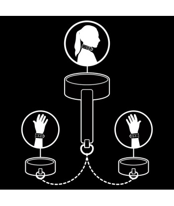 FETISH SUBMISSIVE - COLLAR Y ESPOSAS CUERO VEGANO CON FORRO DE NEOPRENO