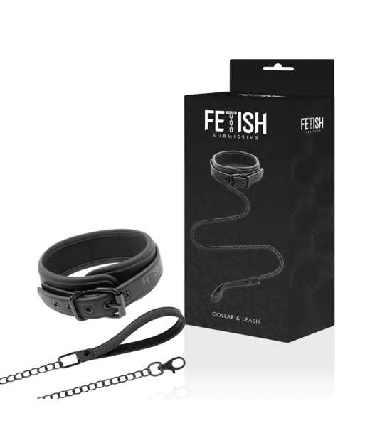 FETISH SUBMISSIVE - COLLAR CON CADENA CON FORRO DE NEOPRENO