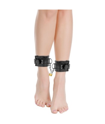 DARKNESS - ESPOSAS CUERO AJUSTABLES TOBILLOS NEGRO CON CANDADO