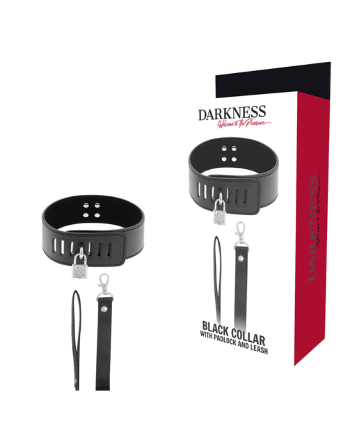 DARKNESS - COLLAR BDSM CON CANDADO NEGRO