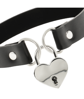 COQUETTE CHIC DESIRE - COLLAR CUERO VEGANO ACCESORIO CORAZÓN CON LLAVE