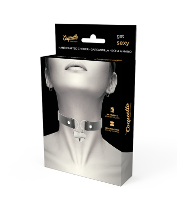 COQUETTE CHIC DESIRE - COLLAR CUERO VEGANO ACCESORIO CORAZÓN CON LLAVE