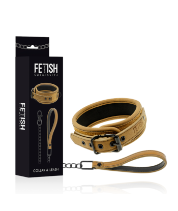 FETISH SUBMISSIVE ORIGEN - COLLAR CON CADENA CON FORRO DE NEOPRENO