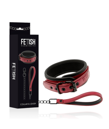 FETISH SUBMISSIVE DARK ROOM - COLLAR CON CADENA CON FORRO DE NEOPRENO
