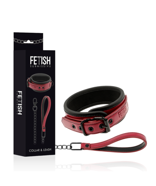 FETISH SUBMISSIVE DARK ROOM - COLLAR CON CADENA CON FORRO DE NEOPRENO