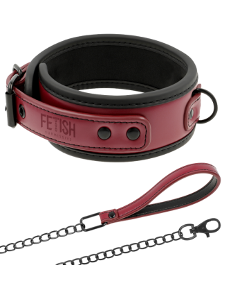 FETISH SUBMISSIVE DARK ROOM - COLLAR CON CADENA CON FORRO DE NEOPRENO