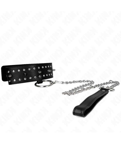 KINK - COLLAR CON CORREA 65 CM CON TACHUELAS PLATEADAS MODELO 1 AJUSTABLE 36-43 CM X 5 CM KINK - COLLAR CON CORREA 65 CM CON TACHUELAS PLATEADAS MODELO 1 AJUSTABLE 36-43 CM X 5 CM