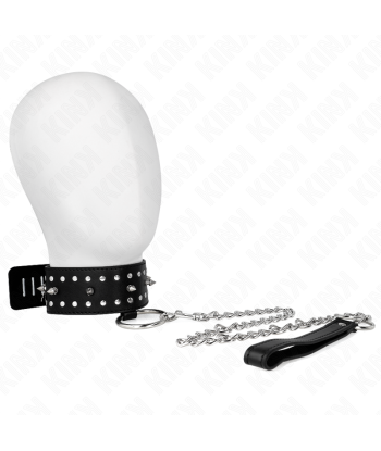 KINK - COLLAR CON CORREA 65 CM CON TACHUELAS PLATEADAS MODELO 1 AJUSTABLE 36-43 CM X 5 CM