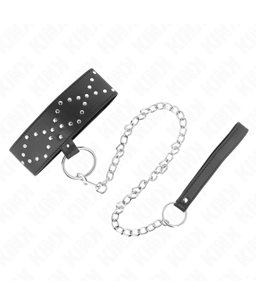 KINK - COLLAR CON CORREA 65 CM CON TACHUELAS PLATEADAS MODELO 3 AJUSTABLE 36-43 CM X 5 CM KINK - COLLAR CON CORREA 65 CM CON TACHUELAS PLATEADAS MODELO 3 AJUSTABLE 36-43 CM X 5 CM