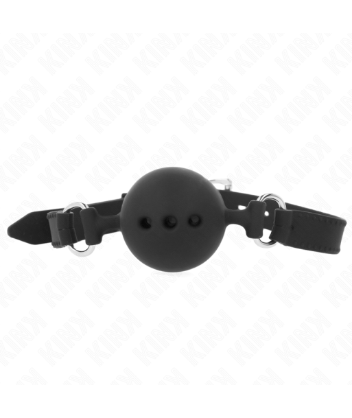 KINK - MORDAZA 55 x 2 CM DE BOLA 4.5 CM DE SILICONA COMPLETA TALLA M NEGRO AJUSTABLE 35-51 CM