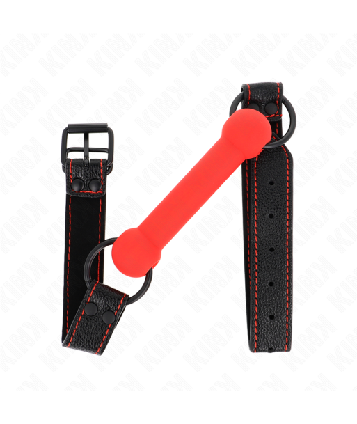KINK - MORDAZA FORMA DE HUESO CON CORREA POLIPIEL ROJO AJUSTABLE 41-57 CM KINK - MORDAZA FORMA DE HUESO CON CORREA POLIPIEL ROJO AJUSTABLE 41-57 CM