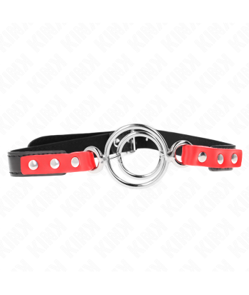 KINK - MORDAZA CON MÚLTIPLES JUNTAS TÓRICAS 4 - 4.8 CM ROJO AJUSTABLE 38 X 56 CM