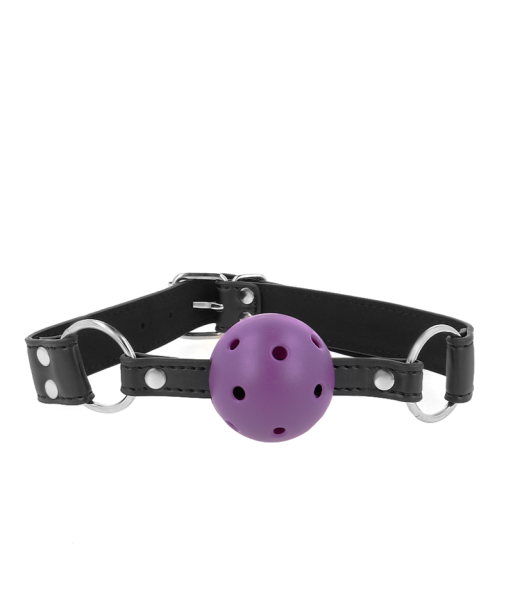 KINK - MORDAZA DE BOLA 4 CM TRANSPIRABLE CON DOBLE REMACHE MORADO 62 x 2.5 CM AJUSTABLE 42-58 CM KINK - MORDAZA DE BOLA 4 CM TRANSPIRABLE CON DOBLE REMACHE MORADO 62 x 2.5 CM AJUSTABLE 42-58 CM