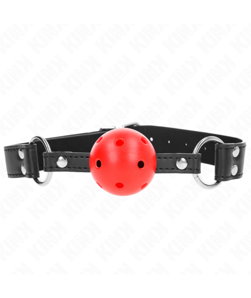 KINK - MORDAZA DE BOLA 4 CM TRANSPIRABLE CON DOBLE REMACHE DE CUERO 62 x 2.5 CM AJUSTABLE 42-58 CM KINK - MORDAZA DE BOLA 4 CM TRANSPIRABLE CON DOBLE REMACHE DE CUERO 62 x 2.5 CM AJUSTABLE 42-58 CM