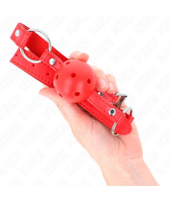 KINK - MORDAZA DE BOLA 4 CM TRANSPIRABLE CON DOBLE REMACHE MODELO 1 ROJO 62 x 2.5 CM AJUSTABLE 42-58 CM