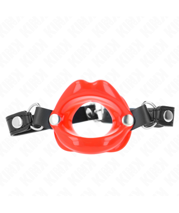 KINK - MORDAZA LABIAL 8 CM CON CORREA DE POLIPIEL ROJO 63 x 2 CM AJUSTABLE 39-58 CM