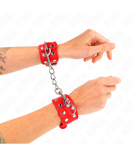 KINK - MUÑEQUERAS CON DOBLE LÍNEA DE TACHUELAS AJUSTABLE ROJO KINK - MUÑEQUERAS CON DOBLE LÍNEA DE TACHUELAS AJUSTABLE ROJO
