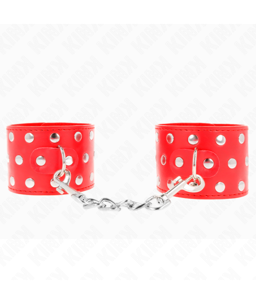 KINK - MUÑEQUERAS CON CIERRE A PRESIÓN LLENO DE TACHUELAS AJUSTABLE ROJO 19-24 CM X 5.5 CM KINK - MUÑEQUERAS CON CIERRE A PRESIÓN LLENO DE TACHUELAS AJUSTABLE ROJO 19-24 CM X 5.5 CM