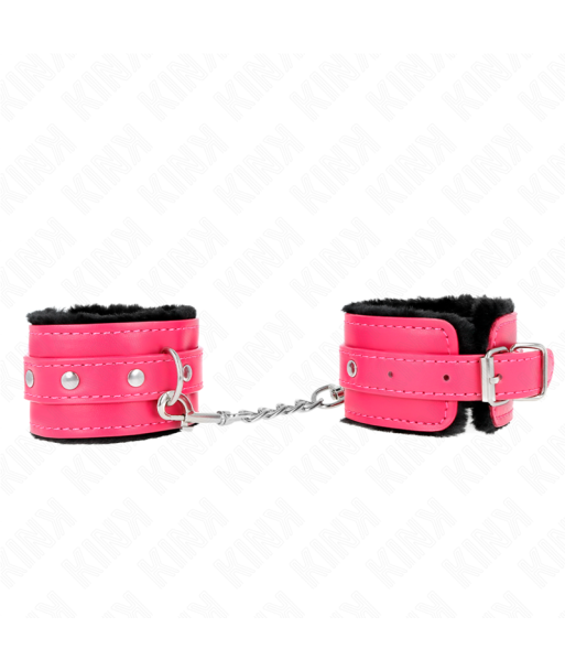 KINK - MUÑEQUERAS FORRADAS PREMIUM NEGRO CON CORREA FUCSIA AJUSTABLE 17-29 CM X 6 CM KINK - MUÑEQUERAS FORRADAS PREMIUM NEGRO CON CORREA FUCSIA AJUSTABLE 17-29 CM X 6 CM