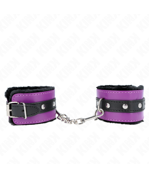 KINK - MUÑEQUERAS FORRADAS PREMIUM NEGRO CON CORREA VIOLETA - NEGRO AJUSTABLE 17-29 CM X 6 CM KINK - MUÑEQUERAS FORRADAS PREMIUM NEGRO CON CORREA VIOLETA - NEGRO AJUSTABLE 17-29 CM X 6 CM
