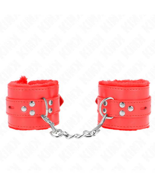 KINK - MUÑEQUERAS FORRADAS CON AGUJEROS CUADRADOS ROJO Y CORREA ROJO AJUSTABLE 17-29 CM X 6 CM KINK - MUÑEQUERAS FORRADAS CON AGUJEROS CUADRADOS ROJO Y CORREA ROJO AJUSTABLE 17-29 CM X 6 CM