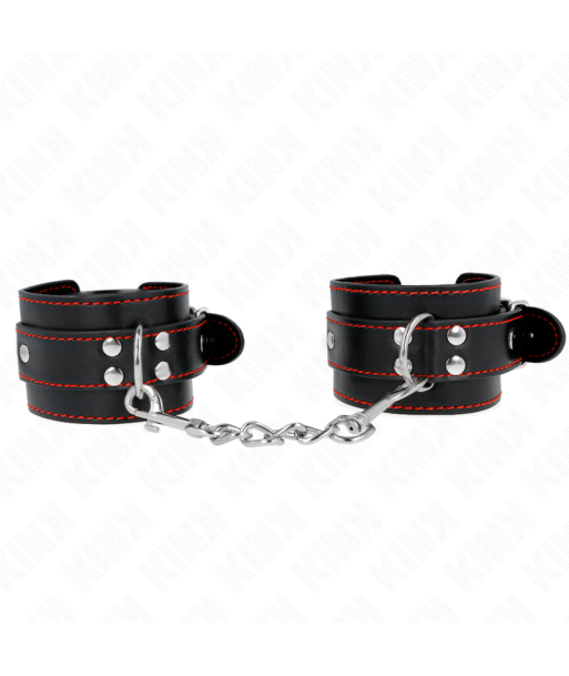 KINK - MUÑEQUERAS NEGRO CON DETALLES EN ROJO AJUSTABLE 20-28 CM X 5.5 CM KINK - MUÑEQUERAS NEGRO CON DETALLES EN ROJO AJUSTABLE 20-28 CM X 5.5 CM