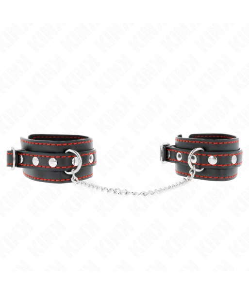 KINK - MUÑEQUERAS PEQUEÑA NEGRO CON DETALLES EN ROJO AJUSTABLE 14-24 CM X 3.5 CM KINK - MUÑEQUERAS PEQUEÑA NEGRO CON DETALLES EN ROJO AJUSTABLE 14-24 CM X 3.5 CM