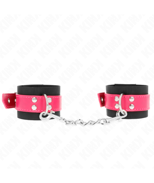 KINK - MUÑEQUERAS DE NYLON NEGRO CON CORREA POLIPIEL FUSCIA AJUSTABLE 19-29 CM X 5.1 CM KINK - MUÑEQUERAS DE NYLON NEGRO CON CORREA POLIPIEL FUSCIA AJUSTABLE 19-29 CM X 5.1 CM
