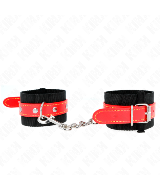 KINK - MUÑEQUERAS DE NYLON NEGRO CON CORREA POLIPIEL ROJO AJUSTABLE 19-24 CM X 5.5 CM KINK - MUÑEQUERAS DE NYLON NEGRO CON CORREA POLIPIEL ROJO AJUSTABLE 19-24 CM X 5.5 CM