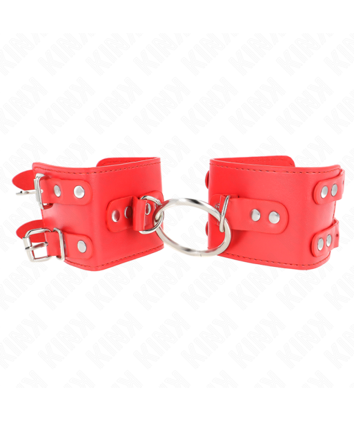 KINK - MUÑEQUERAS FIJAS CON ANILLA Y TACHUELAS ROJO AJUSTABLE 17-22 CM X 6.5 CM KINK - MUÑEQUERAS FIJAS CON ANILLA Y TACHUELAS ROJO AJUSTABLE 17-22 CM X 6.5 CM