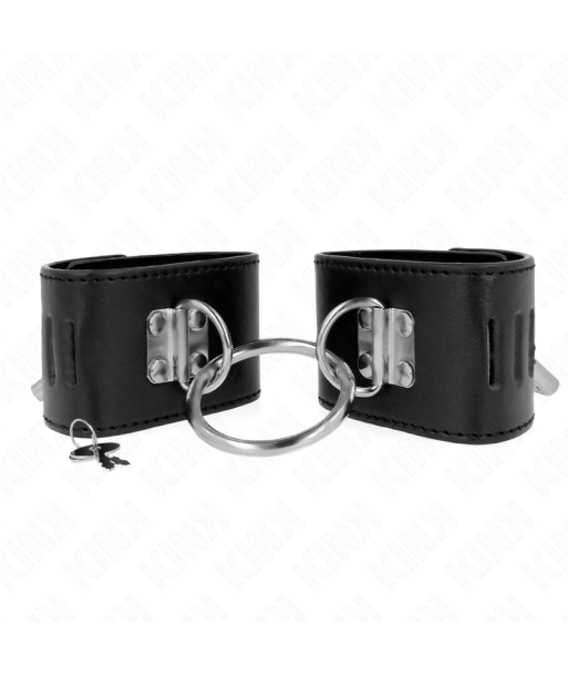 KINK - MUÑEQUERAS FIJAS CON ANILLA Y CIERRE CANDADO NEGRO AJUSTABLE 16-23 CM X 5.5 CM KINK - MUÑEQUERAS FIJAS CON ANILLA Y CIERRE CANDADO NEGRO AJUSTABLE 16-23 CM X 5.5 CM