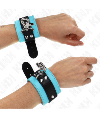 KINK - MUÑEQUERAS CON CIERRE PREMIUM NEGRO - AZUL AJUSTABLE 21-28 CM X 5.5 CM