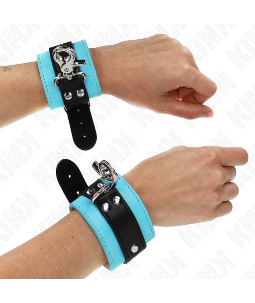 KINK - MUÑEQUERAS CON CIERRE PREMIUM NEGRO - AZUL AJUSTABLE 21-28 CM X 5.5 CM KINK - MUÑEQUERAS CON CIERRE PREMIUM NEGRO - AZUL AJUSTABLE 21-28 CM X 5.5 CM