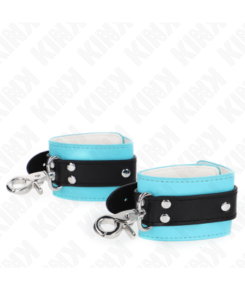 KINK - MUÑEQUERAS CON CIERRE PREMIUM NEGRO - AZUL AJUSTABLE 21-28 CM X 5.5 CM