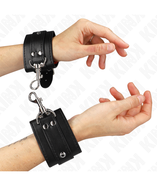 KINK - MUÑEQUERAS ESTILO MAZMORRA CON CERRADURA NEGRO AJUSTABLE 21-28 CM X 5.5 CM KINK - MUÑEQUERAS ESTILO MAZMORRA CON CERRADURA NEGRO AJUSTABLE 21-28 CM X 5.5 CM