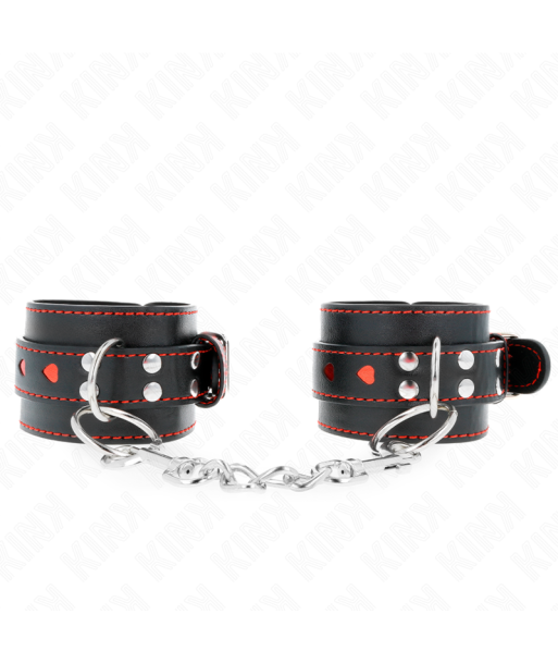 KINK - MUÑEQUERAS NEGRO CON INCRUSTACIÓN DE CORAZÓN ROJO AJUSTABLE 21-28 CM X 5.5 CM KINK - MUÑEQUERAS NEGRO CON INCRUSTACIÓN DE CORAZÓN ROJO AJUSTABLE 21-28 CM X 5.5 CM