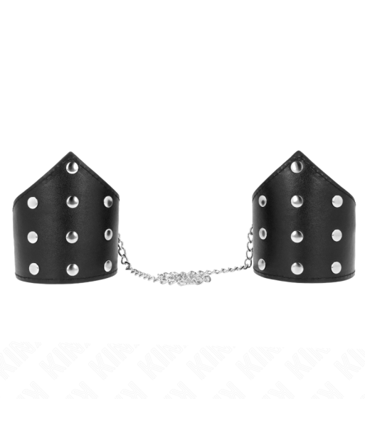 KINK - MUÑEQUERAS ESTILO PUNTIAGUDO NEGRO CON CADENA AJUSTABLE 17-23 CM X 8.5 CM KINK - MUÑEQUERAS ESTILO PUNTIAGUDO NEGRO CON CADENA AJUSTABLE 17-23 CM X 8.5 CM