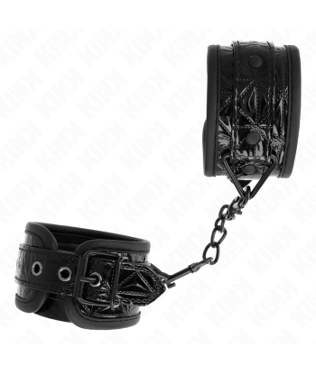 KINK - MUÑEQUERAS CON PATRÓN DE DIAMANTES NEGRO AJUSTABLE 17-26 CM X 5.5 CM