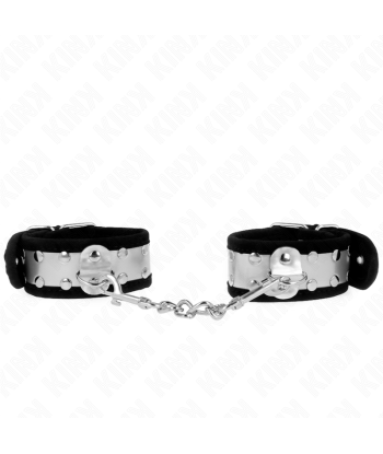 KINK - MUÑEQUERAS FINAS NEGRO - PLATEADO 30 X 4 CM