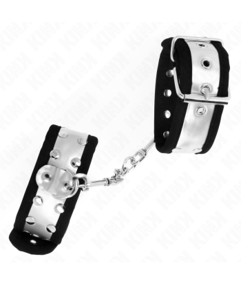 KINK - MUÑEQUERAS FINAS NEGRO - PLATEADO 30 X 4 CM