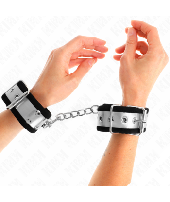 KINK - MUÑEQUERAS FINAS NEGRO - PLATEADO 30 X 4 CM