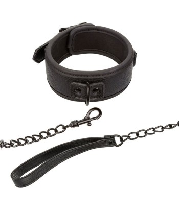 CALEXOTICS - NOCTURNAL COLLAR Y CORREA CUERO AJUSTABLE NEGRO